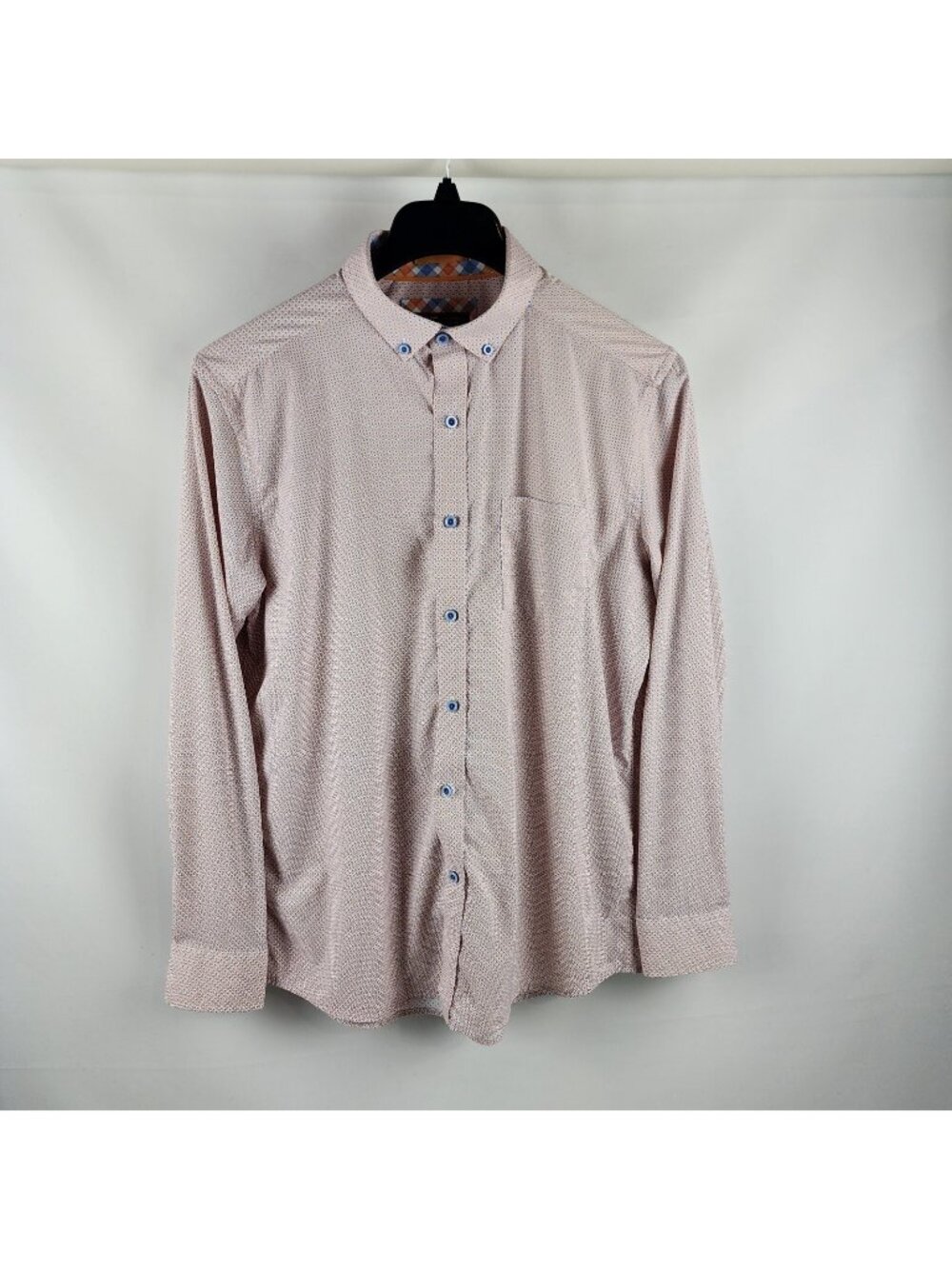 Johnston & Murphy Shirt XC4 Extreme Comfort Brown Blue L/S Button Up Size M